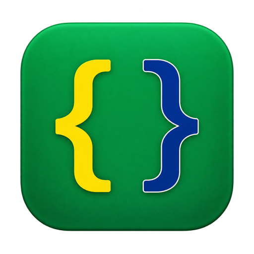 Sic app icon: yellow and blue code braces on a green tile